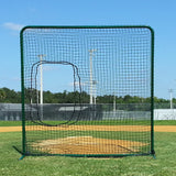 Dynamax Sports Pro 7' x 7' Softball Screen Net & Frame with 2' x 3' Pitching Cutout